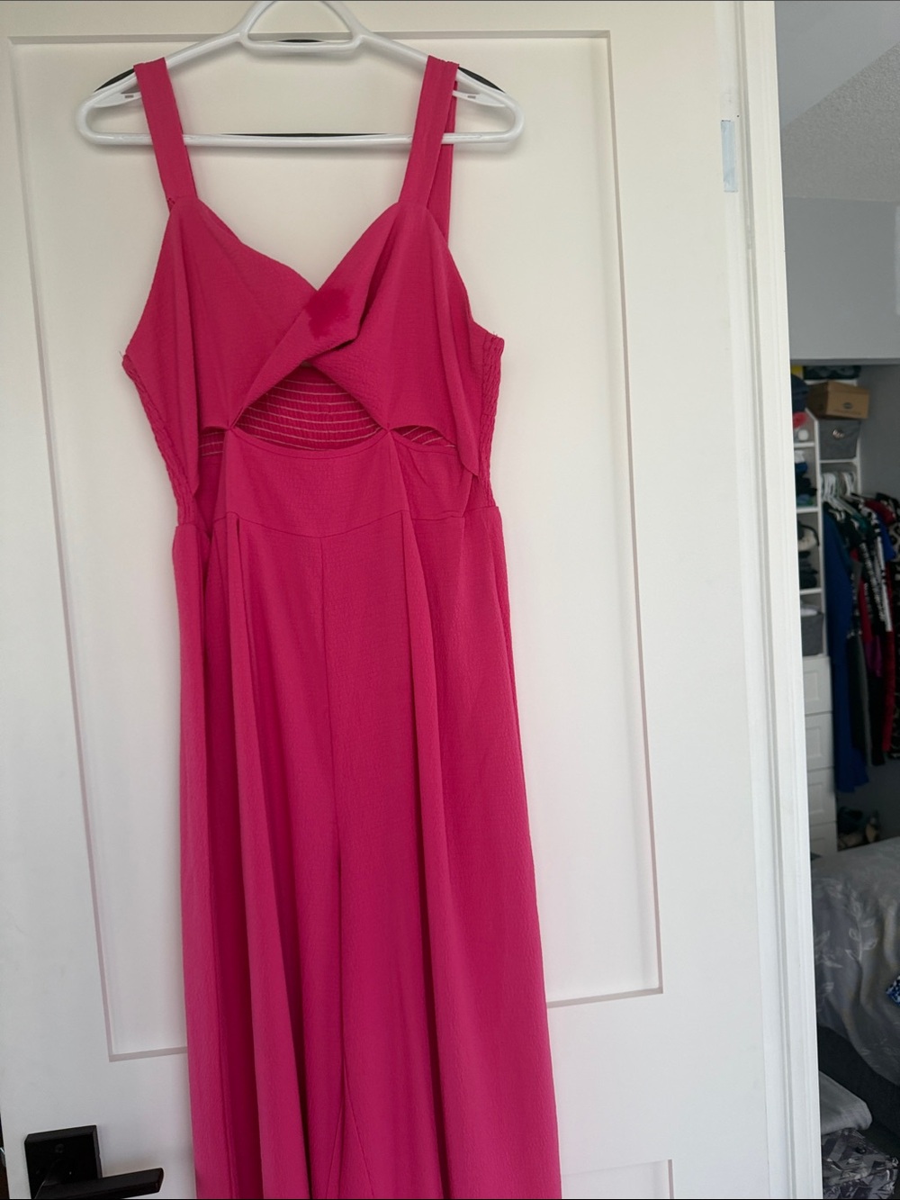 SHEIN Fuchsia Cutout Wide-Leg Jumpsuit